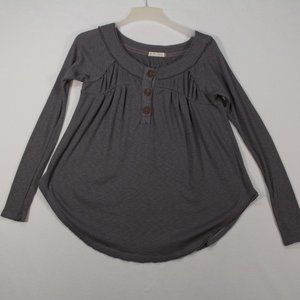 We the Free Shirt Women's Small Gray Long Sleeve Solid Polyester Rayon